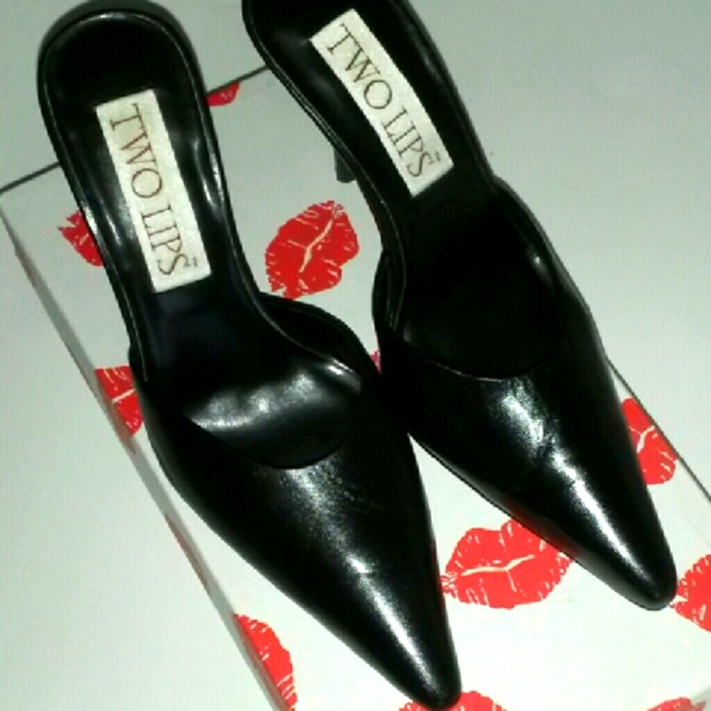 Two Lips Tavia-II Black Stiletto Mules 8M